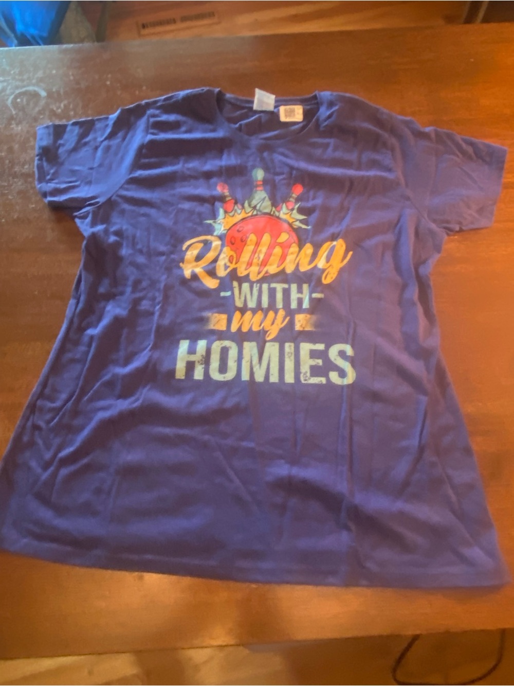 Port & Company womens Large Rolling with my Hommies Bowling Graphic T-Shirt EUC